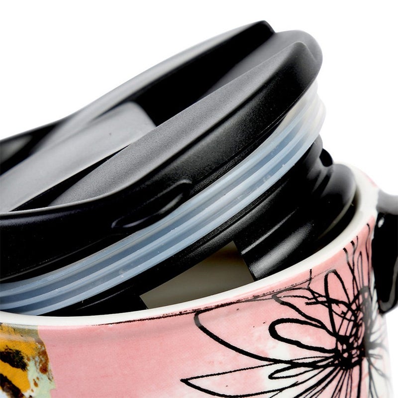 Topadorn Christmas Ceramic Travel Mug with Sealed Lid Coffee Cup Latte Mug for Home and Office Gift Box (Life is crazy wonderful) - Image 5